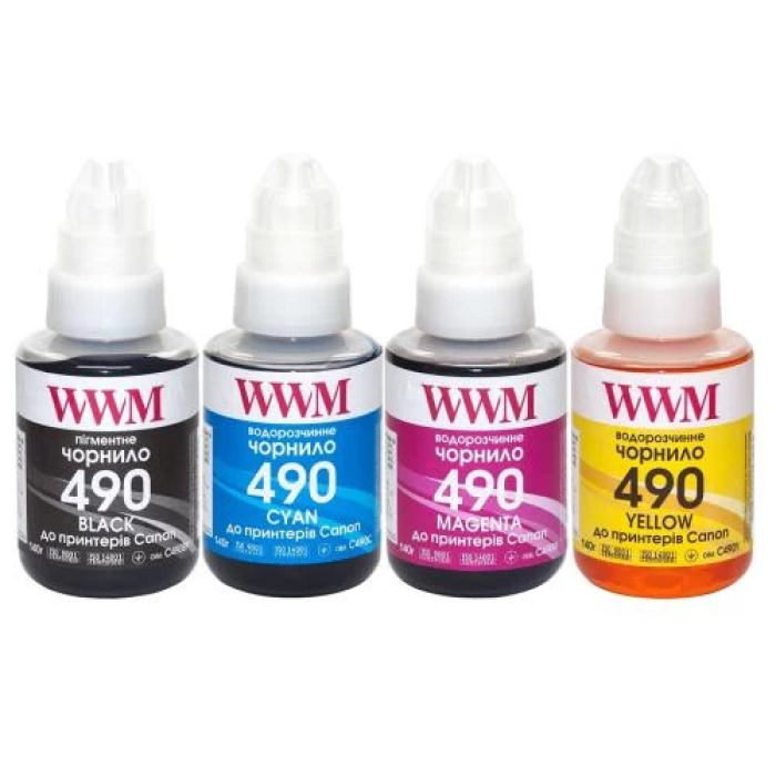 Комплект чорнил WWM Canon G1400/G2400/G3400, 4x140 мл (C490SET4)
