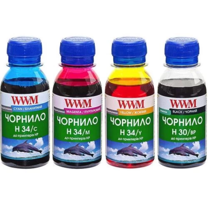 Комплект чорнил WWM HP H30/BP, H34/C, H34/M, H34/Y, 100 мл (H30/34SET-2)