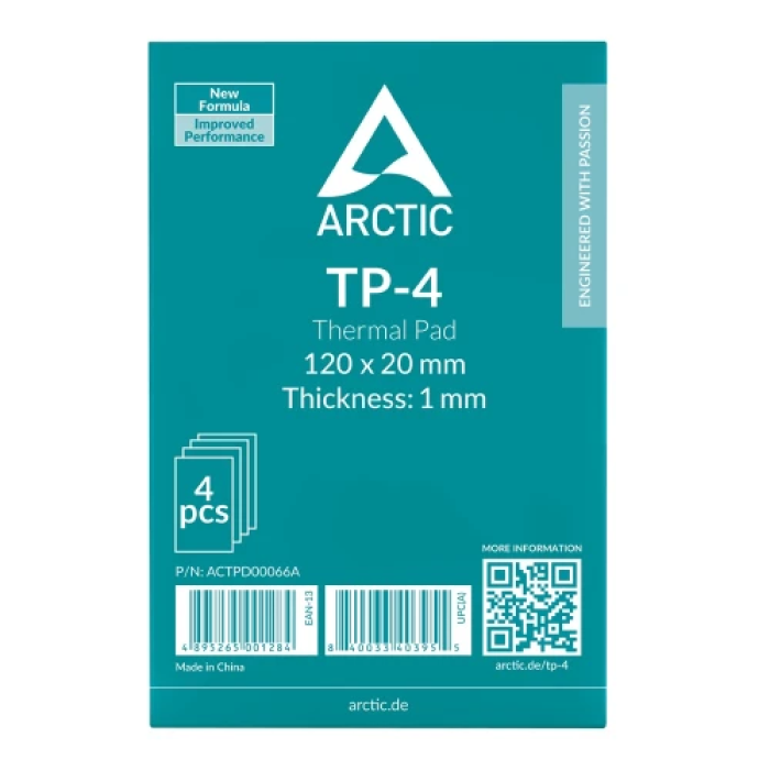Термопрокладка Arctic TP-4, 6 Вт/мК, 12х2 см, 1 мм, 4 шт, 50 Shore OO, -40~150°C (ACTPD00066A)