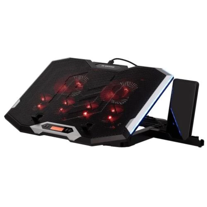 Підставка для ноутбука до 15.6" 2E GAMING CPG-004, Black, 2x10 см / 4x7 см вентилятори, RGB-підсвічування, 2xUSB Hub, алюмінієва сітка, 7-ступінчасте регулювання висоти, сенсорне регулювання вентиляторів, 415х295х3 -004)