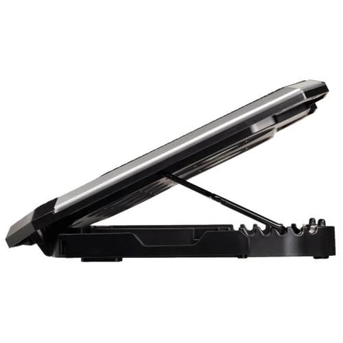 Підставка для ноутбука до 15.6" 2E GAMING CPG-004, Black, 2x10 см / 4x7 см вентилятори, RGB-підсвічування, 2xUSB Hub, алюмінієва сітка, 7-ступінчасте регулювання висоти, сенсорне регулювання вентиляторів, 415х295х3 -004)
