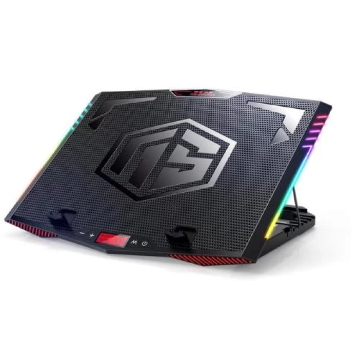 Підставка для ноутбуку до 17.3" 2E GAMING CPG-005, Black, 3x12 см / 3x7 см вентилятори, RGB-підсвічування, 2xUSB Hub, алюмінієва сітка, 7-ступінчасте регулювання висоти, сенсорне регулювання вентиляторів, 480х290х55 мм, 1.54 кг (2E-CPG-005)