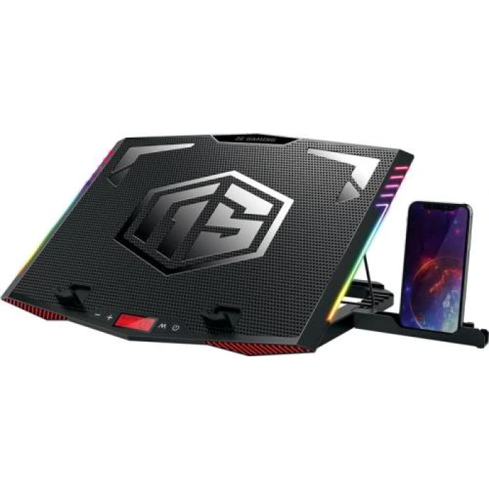 Підставка для ноутбуку до 17.3" 2E GAMING CPG-005, Black, 3x12 см / 3x7 см вентилятори, RGB-підсвічування, 2xUSB Hub, алюмінієва сітка, 7-ступінчасте регулювання висоти, сенсорне регулювання вентиляторів, 480х290х55 мм, 1.54 кг (2E-CPG-005)