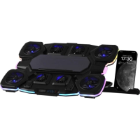 Підставка для ноутбука до 17.3" 2E GAMING CPG-012, Black, 4x7 см / 5x6 см / 2x5 см вентилятори, RGB-підсвічування (10 режимів), 1xType-C, 7-ступінчасте регулювання висоти, LCD дисплей, 422х310х40 мм, 1.25 кг (2E-CPG-012)