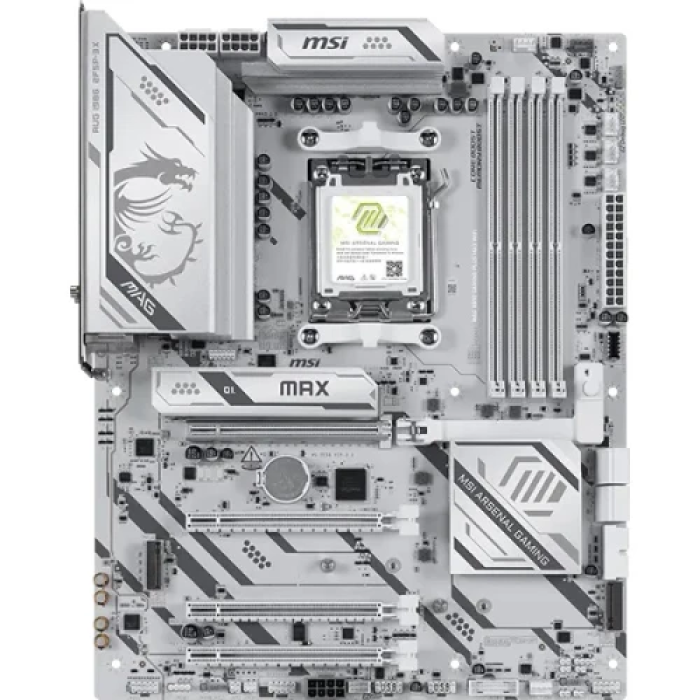 Материнська плата AM5 MSI MAG B850 GAMING PLUS MAX WIFI, B850, 4xDDR5, Int.Video (CPU), 4xSATA3, 3xM.2, 1xPCI-E 5.0 x16, 1xPCI-E 4.0 x16, 2xPCI-E 3.0 x16, ALC897, Realtek 8126VB 5Gb, WiFi 7, Bluetooth 5.4, 9xUSB 3.2 / 8xUSB 2.0, DP, ATX