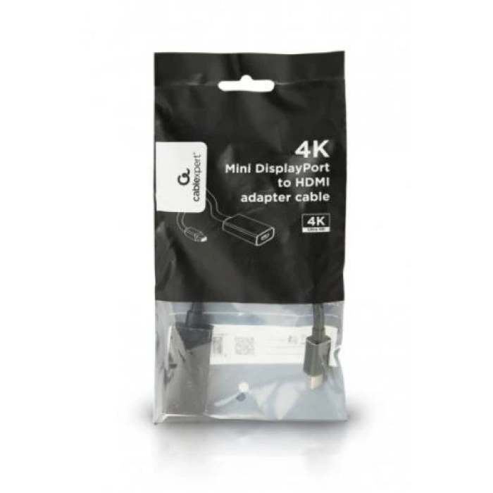 Перехідник miniDisplayPort (M) - HDMI (F), Cablexpert, Black, 15 см, 4K (A-mDPM-HDMIF4K-01)