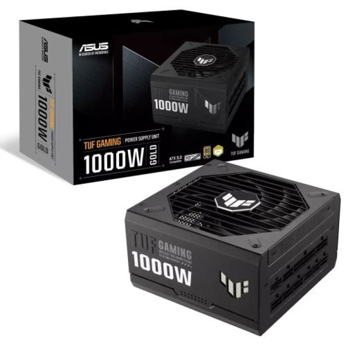 Блок живлення 1000 Вт, Asus TUF Gaming Gold, Black, модульний, 80+ Gold, Active PFC, 135 мм, 4xMolex / 5xSATA / 1x16-pin / 4x6+2-pin / 2x4+4-pin / 1x20+4-pin, захист OPP/OVP/UVP/SCP/OCP/OTP, ATX 12V (TUF-GAMING-1000G)