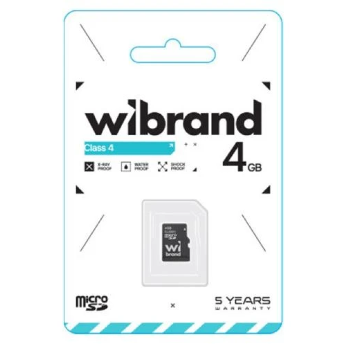 Карта пам'яті microSDHC, 4Gb, Wibrand, Class4, без адаптера (WICDC4/4GB)