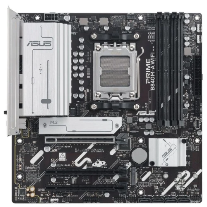 Материнська плата AM5 Asus PRIME B840M-A WIFI, B840, 4xDDR5, Int.Video (CPU), 4xSATA3, 3xM.2, 1xPCI-E 4.0 x16, 2xPCI-E 3.0 x16, Realtek 7.1, Realtek 2.5Gb, WiFi 6E, Bluetooth 5.3, 5xUSB 3.2 / 6xUSB 2.0, HDMI/2xDP, MicroATX