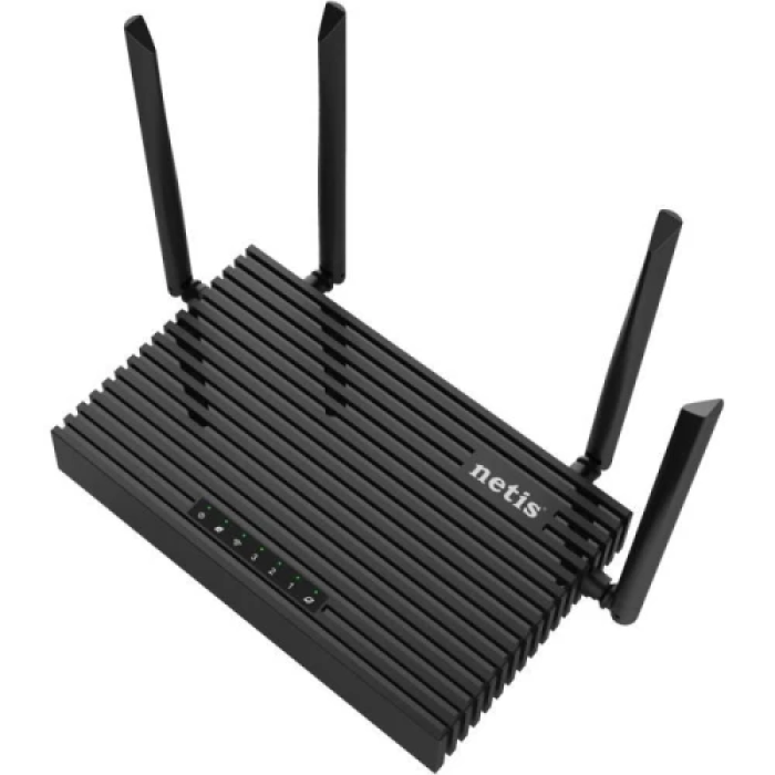 Роутер Netis N6, Black, Wi-Fi 6 (2.4GHz/5GHz, до 1775 Mb/s), 4 LAN 100/1000 Mb/s, RJ45 100/1000 Mb/s, USB, 4 зовнішні незнімні антени