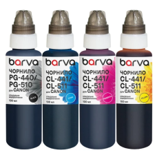Комплект чорнил Barva Canon PG-440/441/510/511/512/513/540/541, Black / Cyan / Magenta / Yellow, 4x100 мл, водорозчинні, флакон OneKey (CPGI520-100-MP)