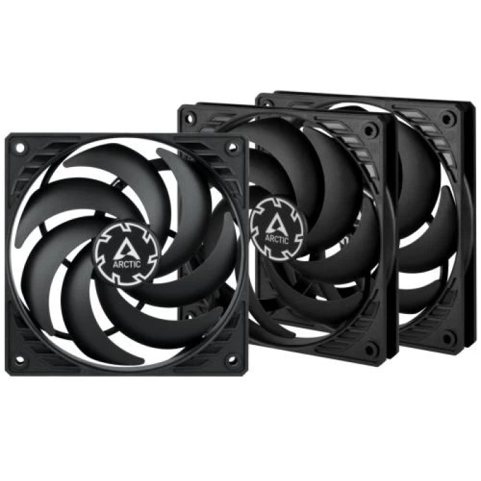 Вентилятор 120 мм, Arctic P12 Slim PWM PST, Black, 3 шт, 120х120х15 мм, 200-2100 об/хв, 4-pin (PWM, 40 см), гідравлічний підшипник (ACFAN00275A)