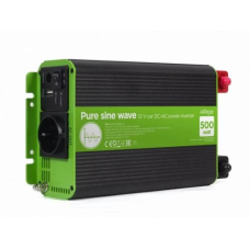 Автомобільний інвертор 500 Вт, EnerGenie, Silver, 1xUSB (5V/2.1A), вхідна напруга 10-16 VDC (тільки від акумулятора!), чиста синусоїда, металевий корпус (EG-PWC-PS500-01)