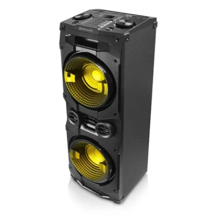 Колонка портативна 2.0 REAL-EL S-2005, Black, 2x250 Вт, USB, Bluetooth, AUX, Mic-In, FM, RGB підсвічування, пульт ДК, радіус дії 10 м (EL121600033)