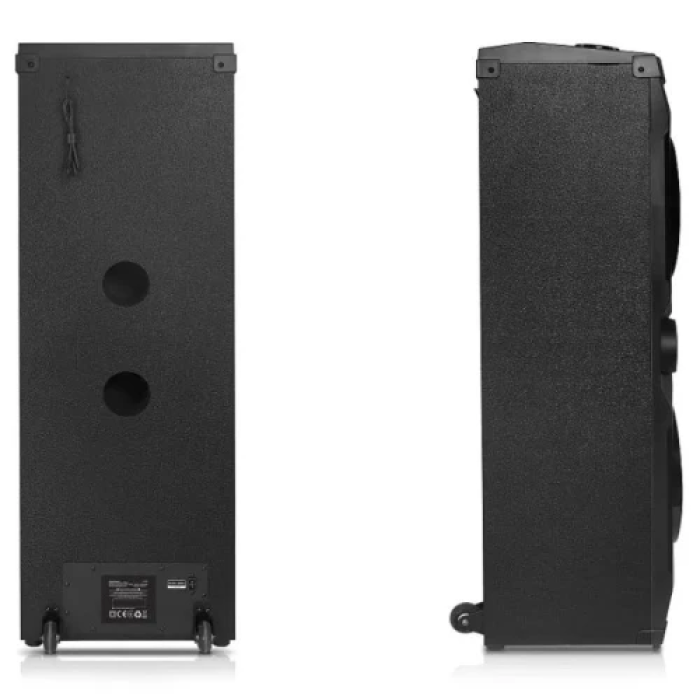 Колонка портативна 2.0 REAL-EL S-2005, Black, 2x250 Вт, USB, Bluetooth, AUX, Mic-In, FM, RGB підсвічування, пульт ДК, радіус дії 10 м (EL121600033)