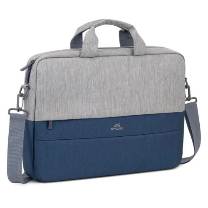 Сумка для ноутбука 15.6" RivaCase Prater, Grey/Dark Blue, поліестер, 420 x 310 x 65 мм (7532)