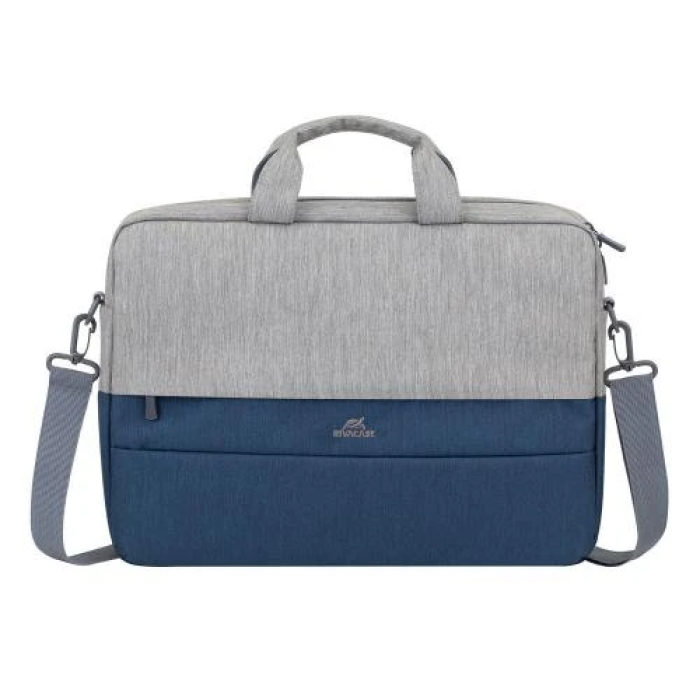 Сумка для ноутбука 15.6" RivaCase Prater, Grey/Dark Blue, поліестер, 420 x 310 x 65 мм (7532)