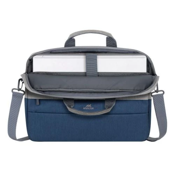 Сумка для ноутбука 15.6" RivaCase Prater, Grey/Dark Blue, поліестер, 420 x 310 x 65 мм (7532)