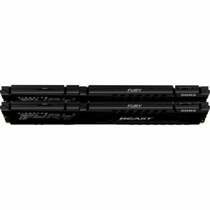 Пам'ять 16Gb x 2 (32Gb Kit) DDR5, 5600 MHz, Kingston Fury Beast, Black, 40-40-40, 1.25V, з радіатором (KF556C40BBK2-32)
