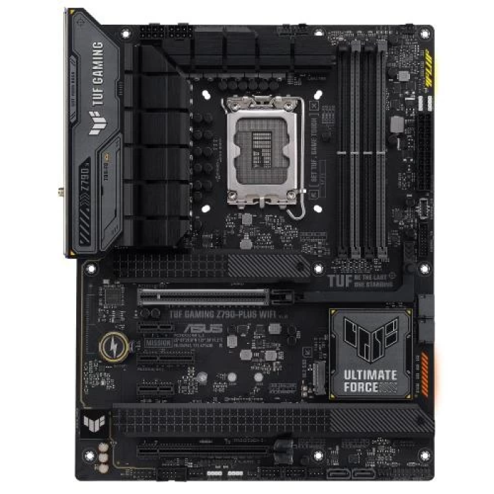 Материнська плата LGA1700, Asus TUF GAMING Z790-PLUS WIFI, Z790, 4xDDR5, Int.Video(CPU), 4xSATA3, 4xM.2, 1xPCI-E 16x 5.0, 1xPCI-E 16x 4.0, 1xPCI-E 4x 4.0, 2xPCI-E 1x 3.0, S1220A, Intel 2.5Gb, WiFi 6, Bluetooth 5.2, 10xUSB3.2/2xUSB2.0, HDMI/DP, ATX