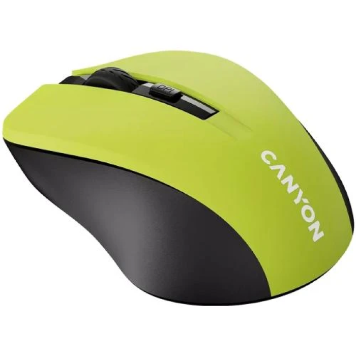 Миша бездротова Canyon MW-1, Yellow/Black, USB (2.4 GHz), оптична, 800/1200/1600 dpi, 4 кнопки, покриття SoftTouch, до 5 м, 2xAAA (CNE-CMSW1Y)