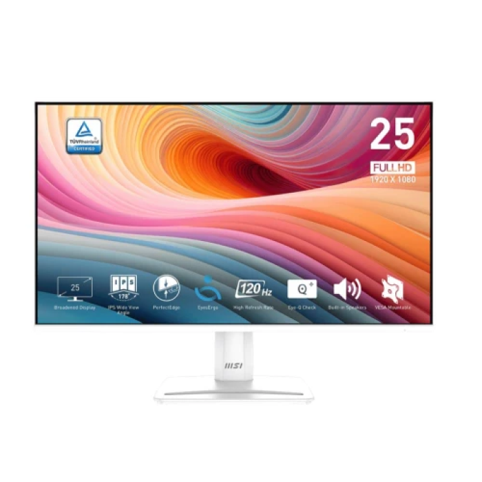 Монітор 24.5" MSI PRO MP251W E2, White, WLED, IPS, 1920x1080 (16:9), 1 мс, 120 Гц, 300 кд/м², 1500:1, 178°/178°, VGA/HDMI/DP, 2x2 Вт, VESA 100x100 мм, Adaptive Sync