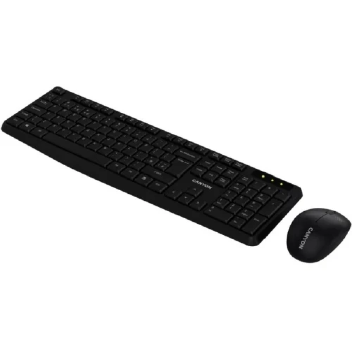 Комплект бездротовий Canyon SET-W01, Black, USB 2.4GHz, клавіатура (105 кнопок, 1xAAA) + миша (оптична, 3 кнопки, 1200 dpi, 1xAA) (CNE-HSETW01)