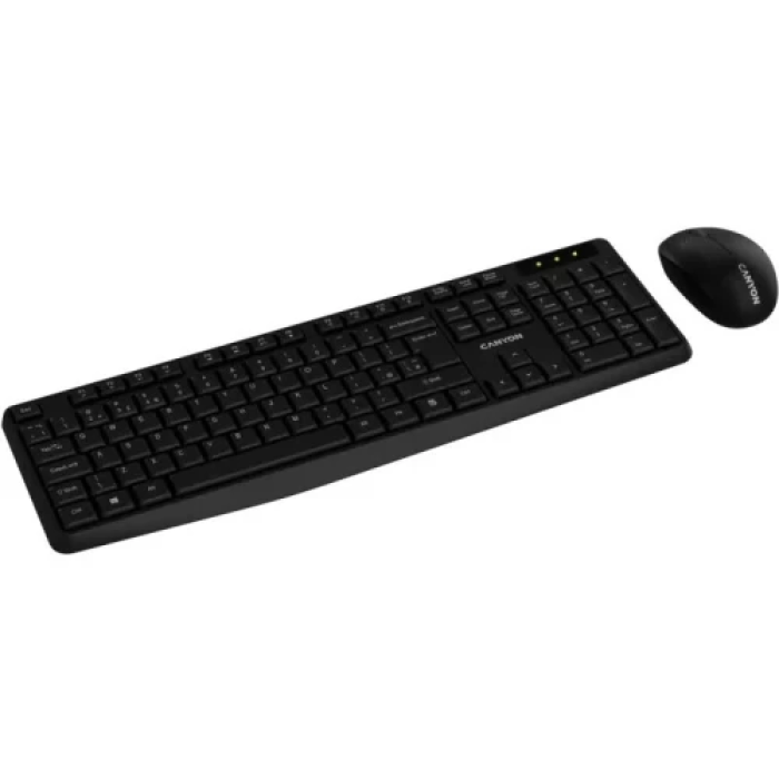 Комплект бездротовий Canyon SET-W01, Black, USB 2.4GHz, клавіатура (105 кнопок, 1xAAA) + миша (оптична, 3 кнопки, 1200 dpi, 1xAA) (CNE-HSETW01)