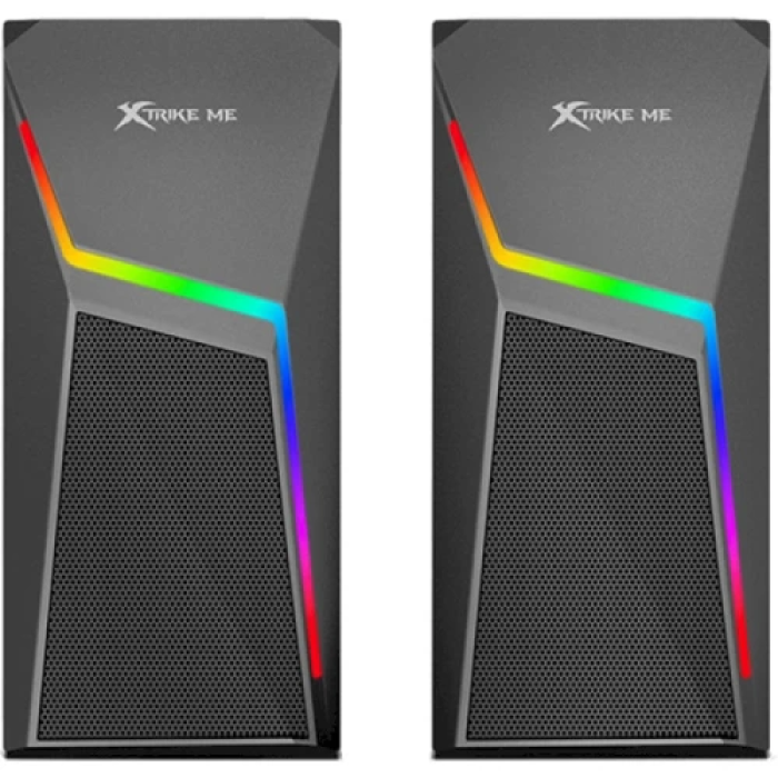 Акустичні колонки 2.0 Xtrike-Me SK-503, Black, 2 x 3 Вт, пластиковий корпус, RGB, mini-jack 3.5 мм, Bluetooth, USB, регулювання гучності на кабелі (1.4 м)