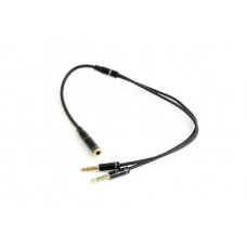 Кабель-перехідник звуковий, 3.5 мм 4-pin (F) - 2x3.5 мм (M), 20 см, Black, Cablexpert (CCA-418M)