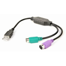 Перехідник USB Cablexpert, Black, USB 2.0 - 2 x PS/2, 30 см (UAPS12-BK)