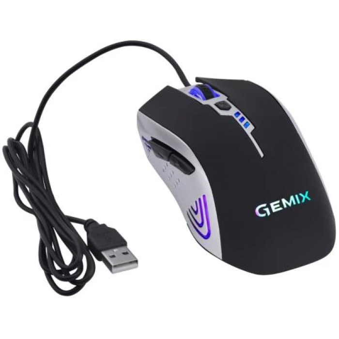 Миша Gemix W-100 USB Black + килимок (W100Combo)