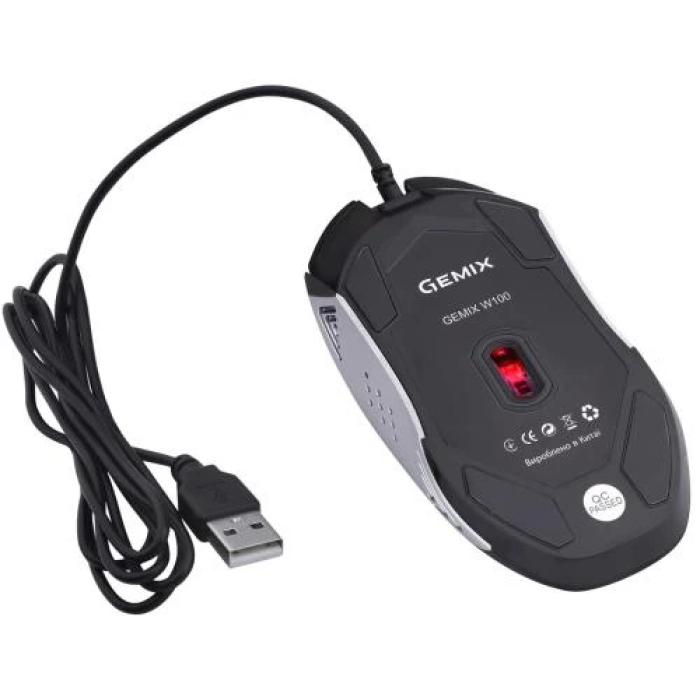 Миша Gemix W-100 USB Black + килимок (W100Combo)