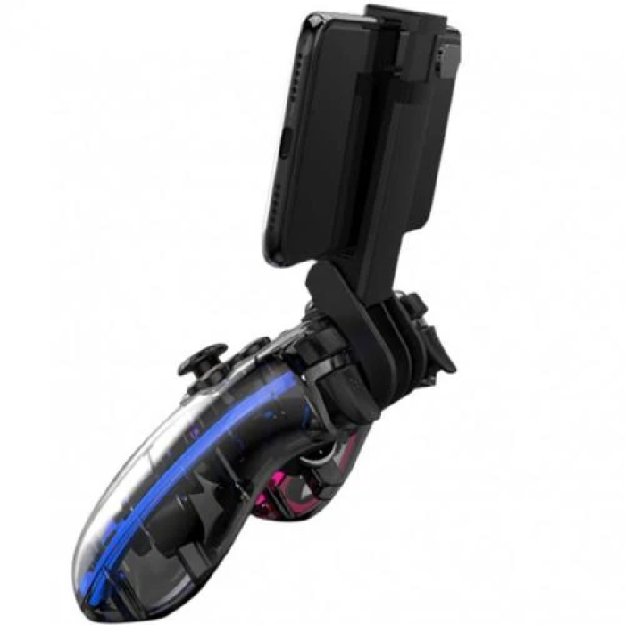 Геймпад Xtrike-Me GP-52, Transparent, бездротовий (Bluetooth), Switch / PS4 / PS3 / PC / Android / iOS, 17 кнопок, вібрація, LED підсвічування, акумулятор 800 mAh, Type-C
