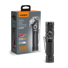 Ліхтар ручний Videx A232R, Black, 1000 Лм, 5000K, до 140 м, 8 режимів роботи, лінзи із загартованого скла, світлодіод Luminus SST20 / 2xSMD2835, акумулятор (Li-ion 18650 2200mAh), Type-C, IP66 (VLF-A232R)