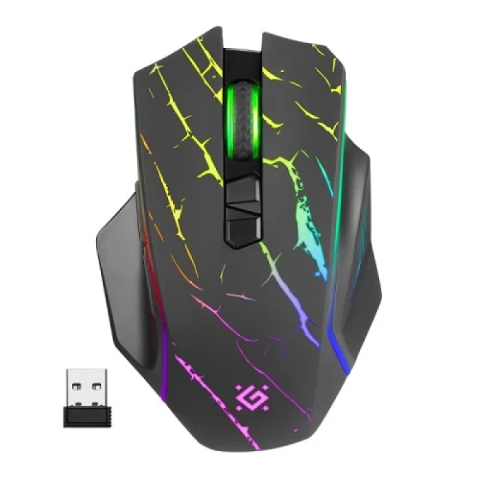 Миша бездротова Defender Uran GM-503, Black, USB 2.4GHz, оптична, 1200 - 3200 dpi, 10G, 40 IPS, LED підсвічування, 5 програмованих кнопок, акумулятор (52503)