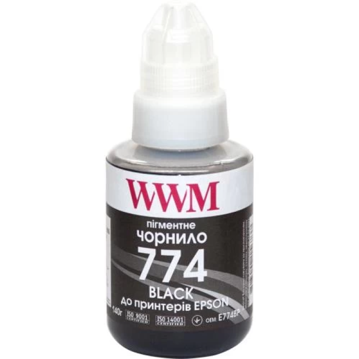 Чорнило WWM Epson 774, Black, L1455/L605/L655, M100/M105/M200/M205, 140 мл, пігментне (E774BP)