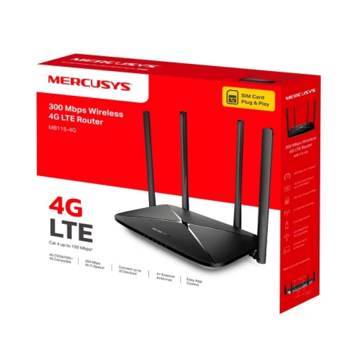 4G LTE роутер Mercusys MB115-4G з Wi-Fi 4 та nanoSIM