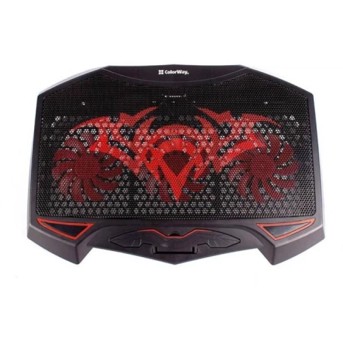 Підставка для ноутбука до 17" ColorWay Game Pro H1, Black, 3x8 см вентилятори, регулювання нахилу, червоне LED підсвічування, 2xUSB, 502х422х40 мм, 850 г (CW-CGPH1)