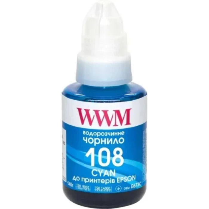 Чорнило WWM Epson 108, Cyan, L8050/L18050, 140 мл, водорозчинне (E108C)