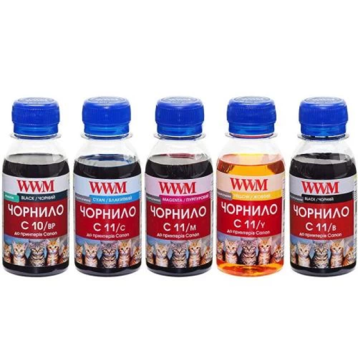 Комплект чорнил WWM C10/11SET5-2 для Canon, 5×100 мл