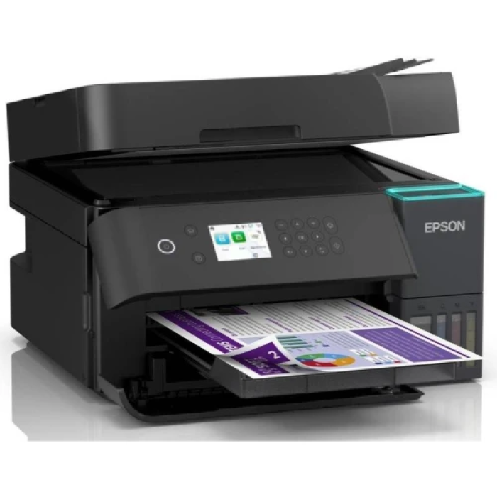 БФП струменевий кольоровий A4 Epson L6370, Black, WiFi, 4800х1200 dpi, дуплекс, до 35/23 стр/хв, РК-екран 6.1 см, USB / Lan, вбудоване СБПЧ, чорнило Epson 101 (C11CL43405)