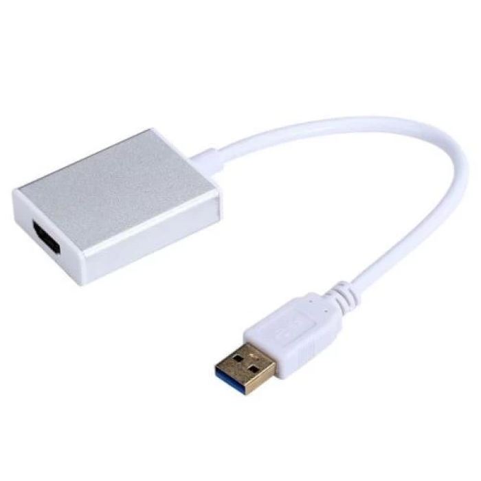 Перехідник USB 3.0 (M) - HDMI (F), Dynamode, White, 15 см (USB3.0-HDMI)