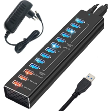 Хаб USB Dynamode DM-UH-P1013, Black, USB 3.0 - 10xUSB 3.0 / 3xUSB 3.0 (5V/2.4A), блок питания