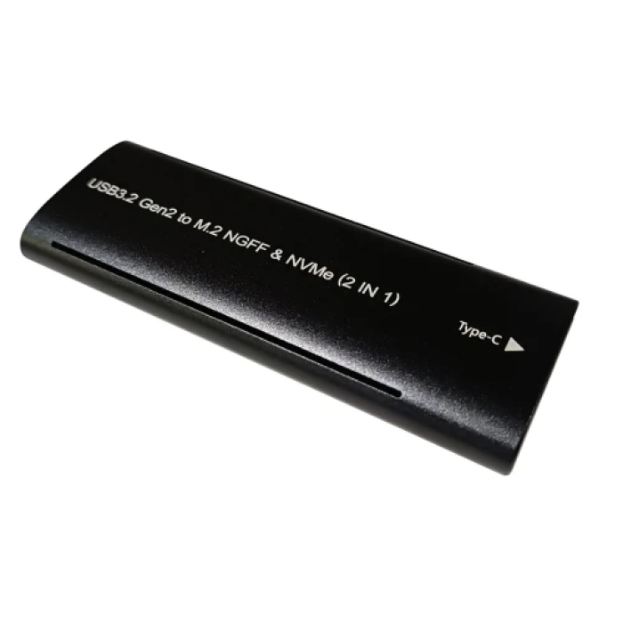 Кишеня зовнішня Dynamode, Black, M.2, Type-C 3.2 Gen2, 1xM.2 NVMe / SATA, формат 2230/2242/2260/2280 (DM-CAD-SSD10)