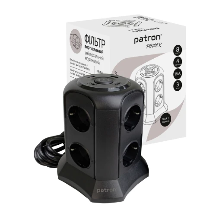 Мережевий фільтр Patron SP-1683-USBT на 8 розеток