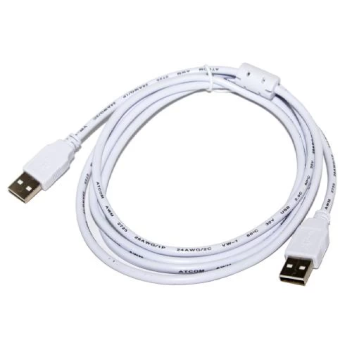 Кабель USB AM–AM Atcom 16614, 1,8 м, білий