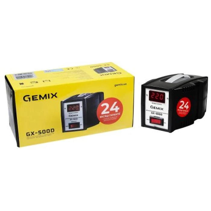 Стабілізатор напруги Gemix GX-500D на 350 Вт з LCD-дисплеєм