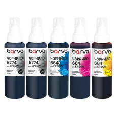 Комплект чорнил Barva Epson 774/664, Black / Black / Cyan / Magenta / Yellow, 5x70 мл, пігментні/водорозчинні, флакон OneKey (E774-070-MP)