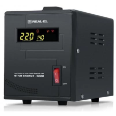 Стабілізатор REAL-EL STAB ENERGY-1000 Black, 1000VA, 800W, вхідна напруга 220V+/-20%, 1 розетка (Schuko), LED індикація